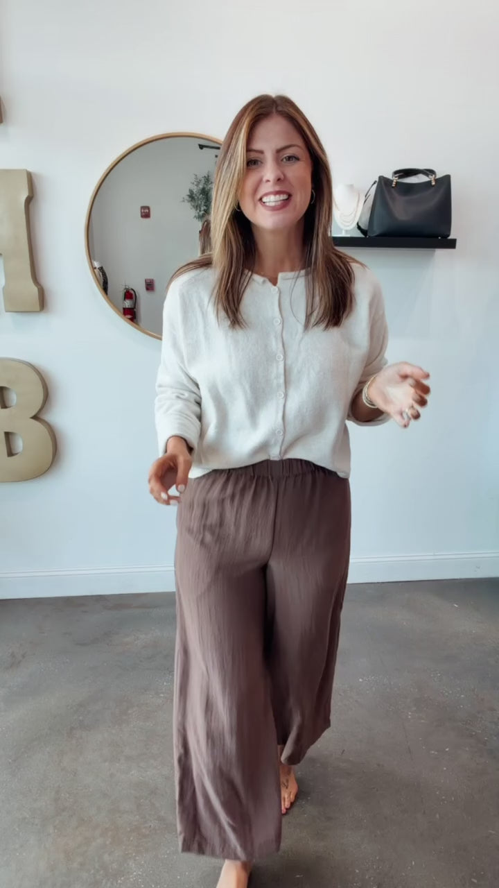 Elastic Waist Dress Pants - Brown
