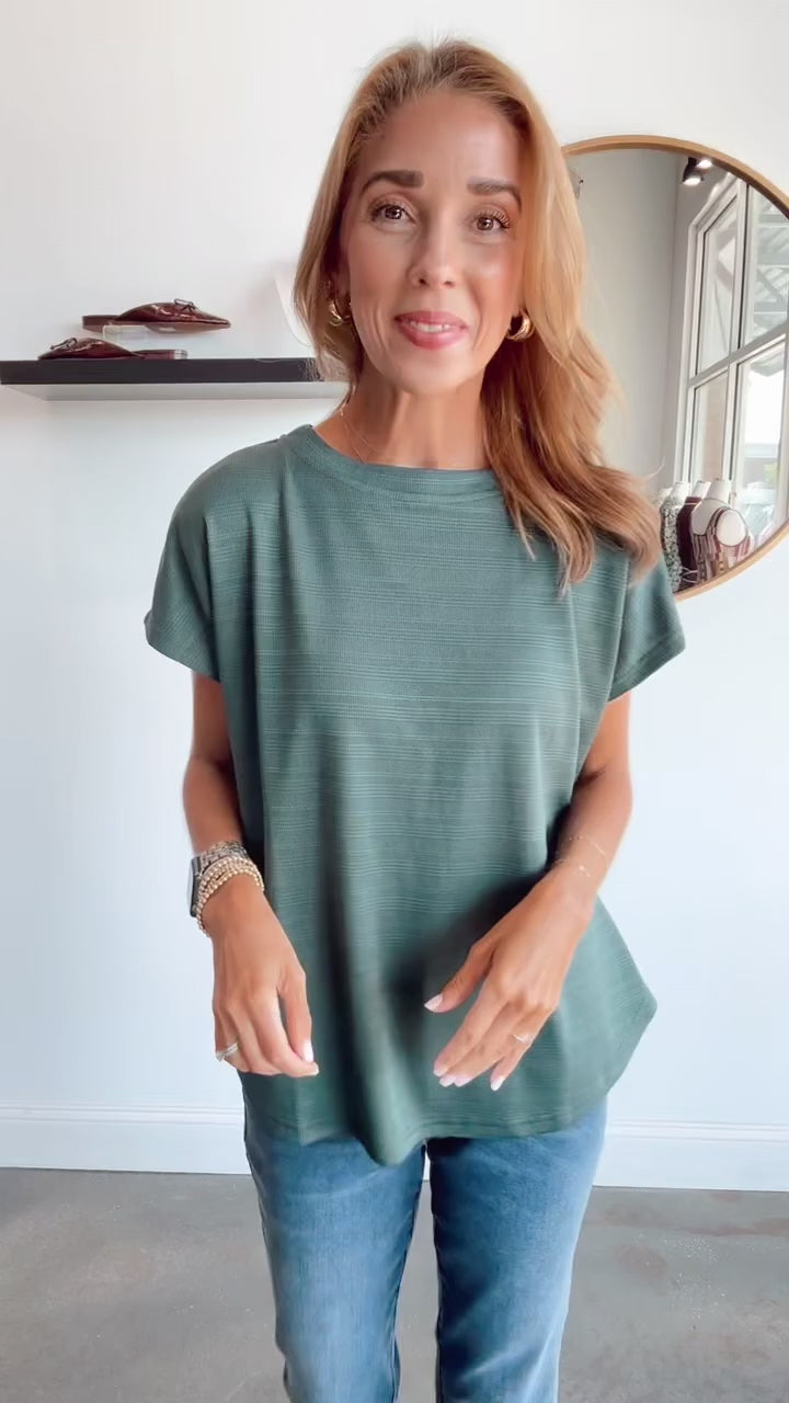 Ribbed Knit Top - Dark Green