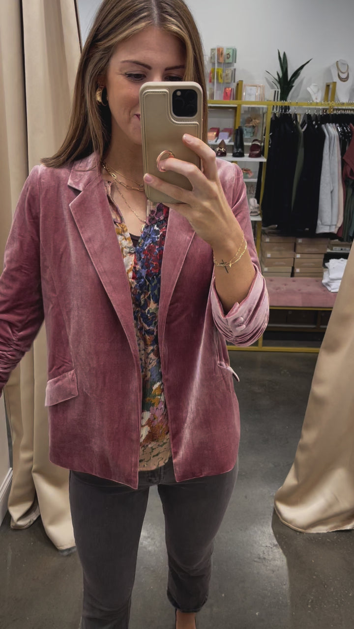 Velvet Blazer - Dusty Rose