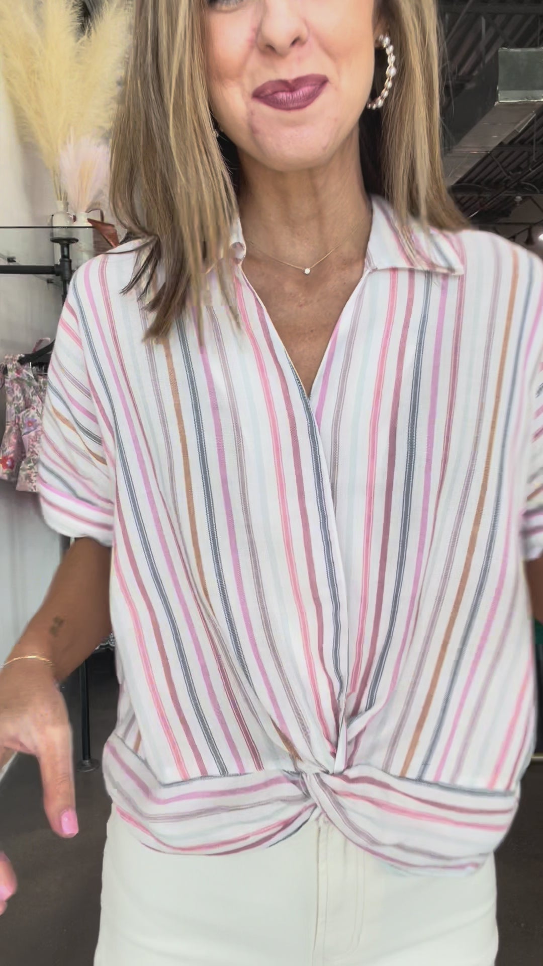 Front Twist Striped Top