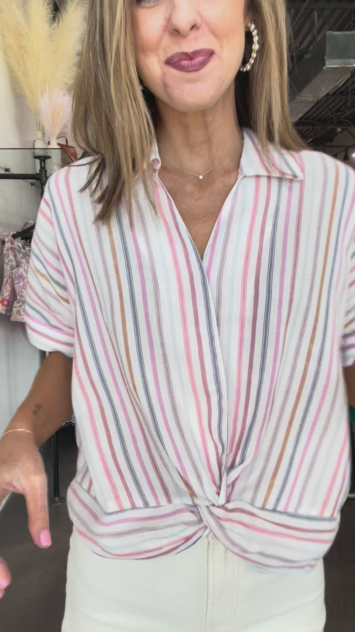 Front Twist Striped Top