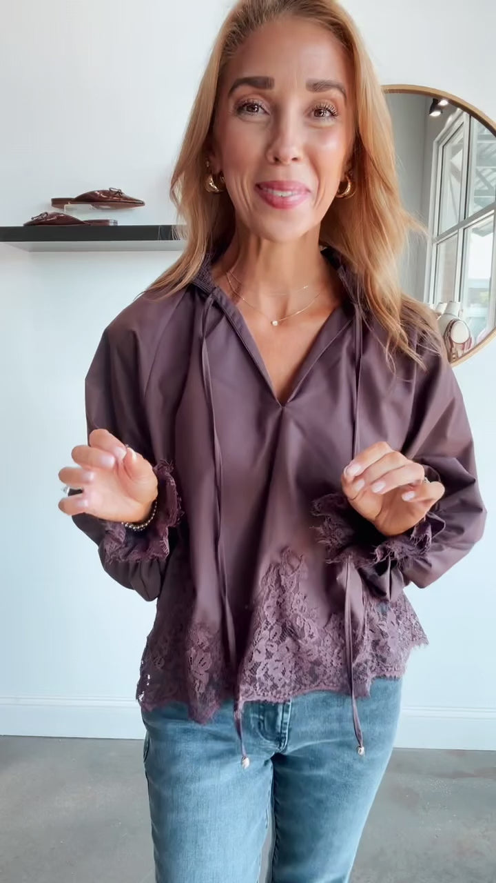 Lace Hem Top - Chocolate