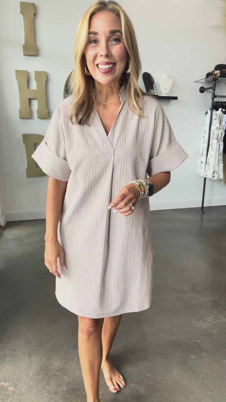 Short Sleeve Striped Dress