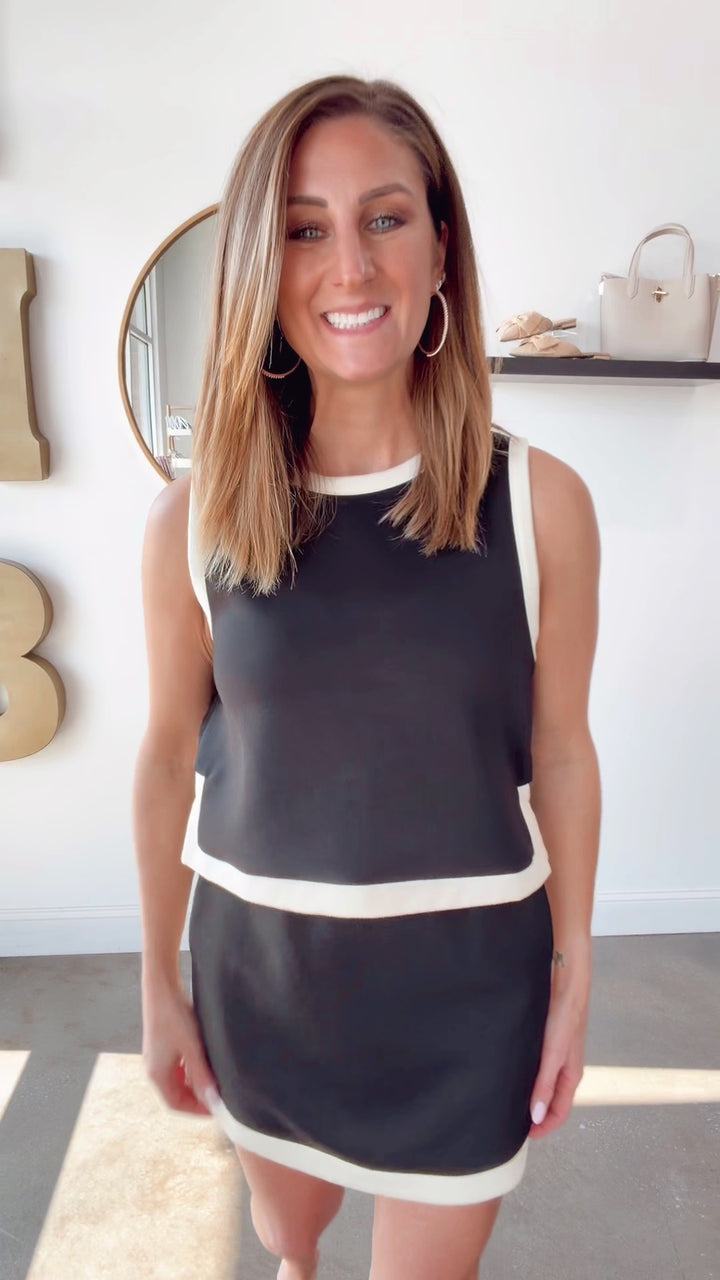 Side Stripe Skort - Black