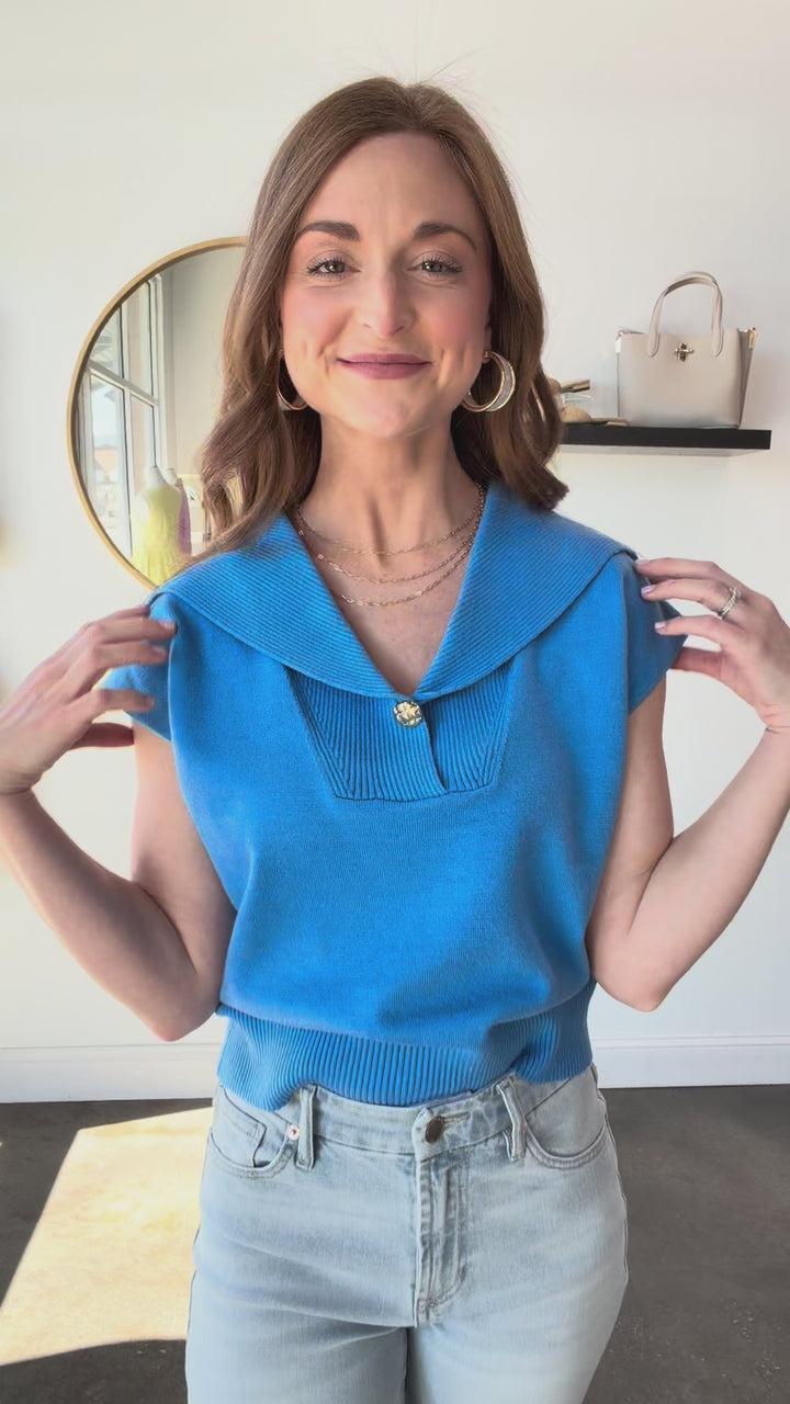 Oversized Collar Knit Top - Lavender