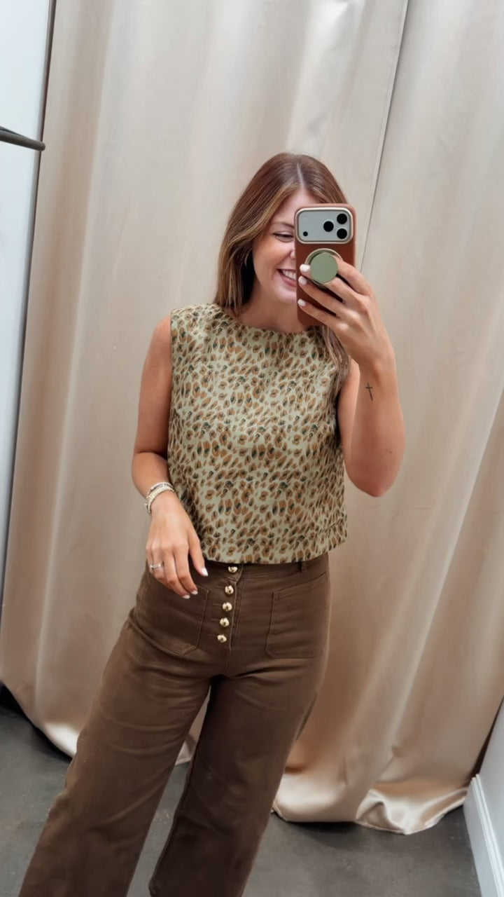 Animal Print Textured Top - Brown