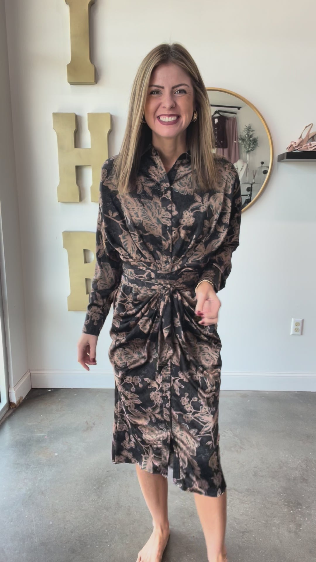 Ruched Floral Dress