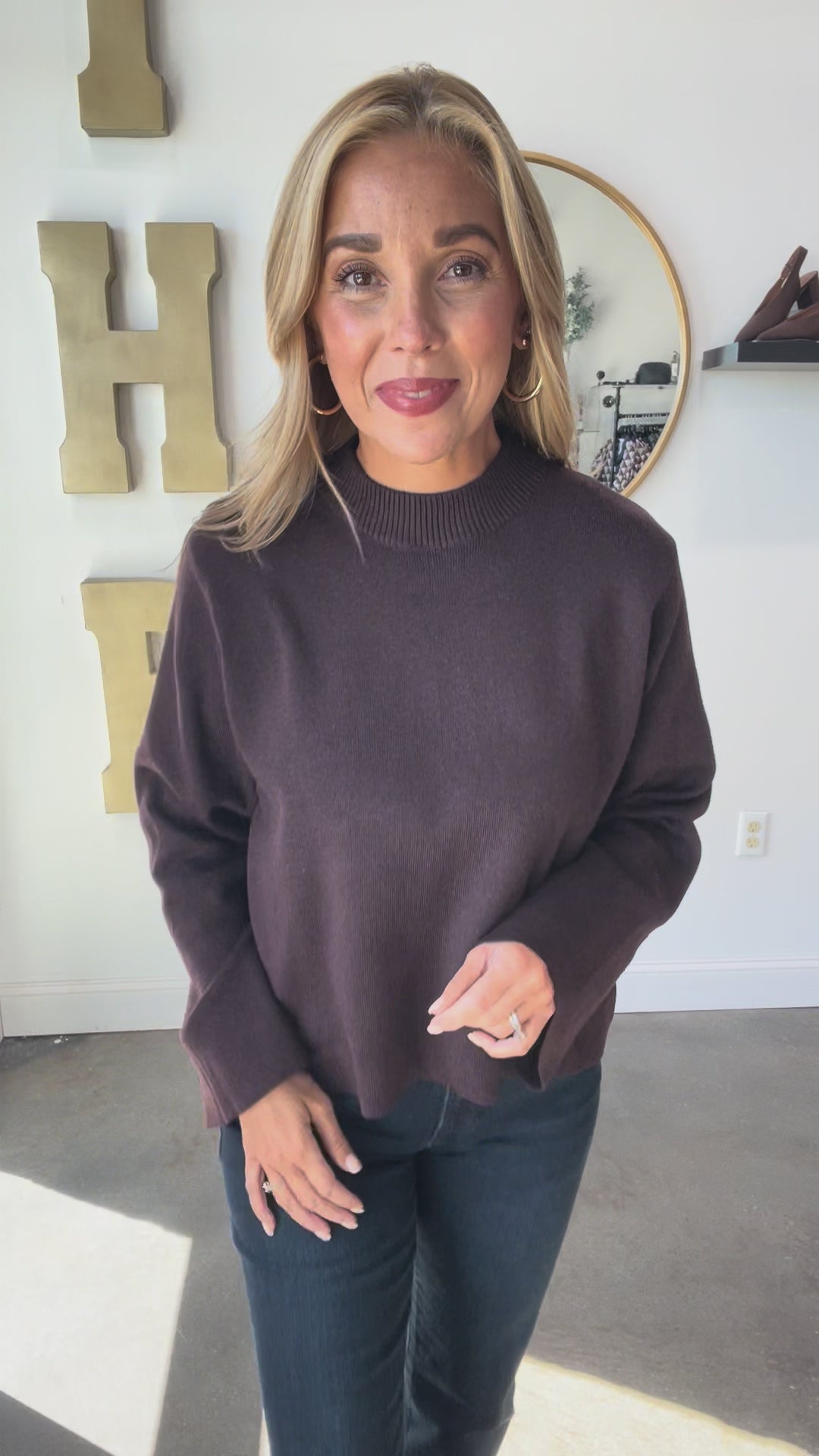 Dressy Knit Sweater - Espresso