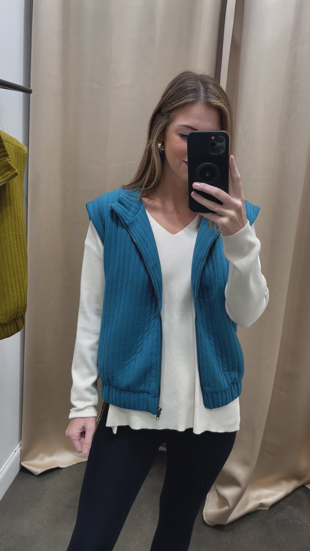 Textured Striped Vest - Teal