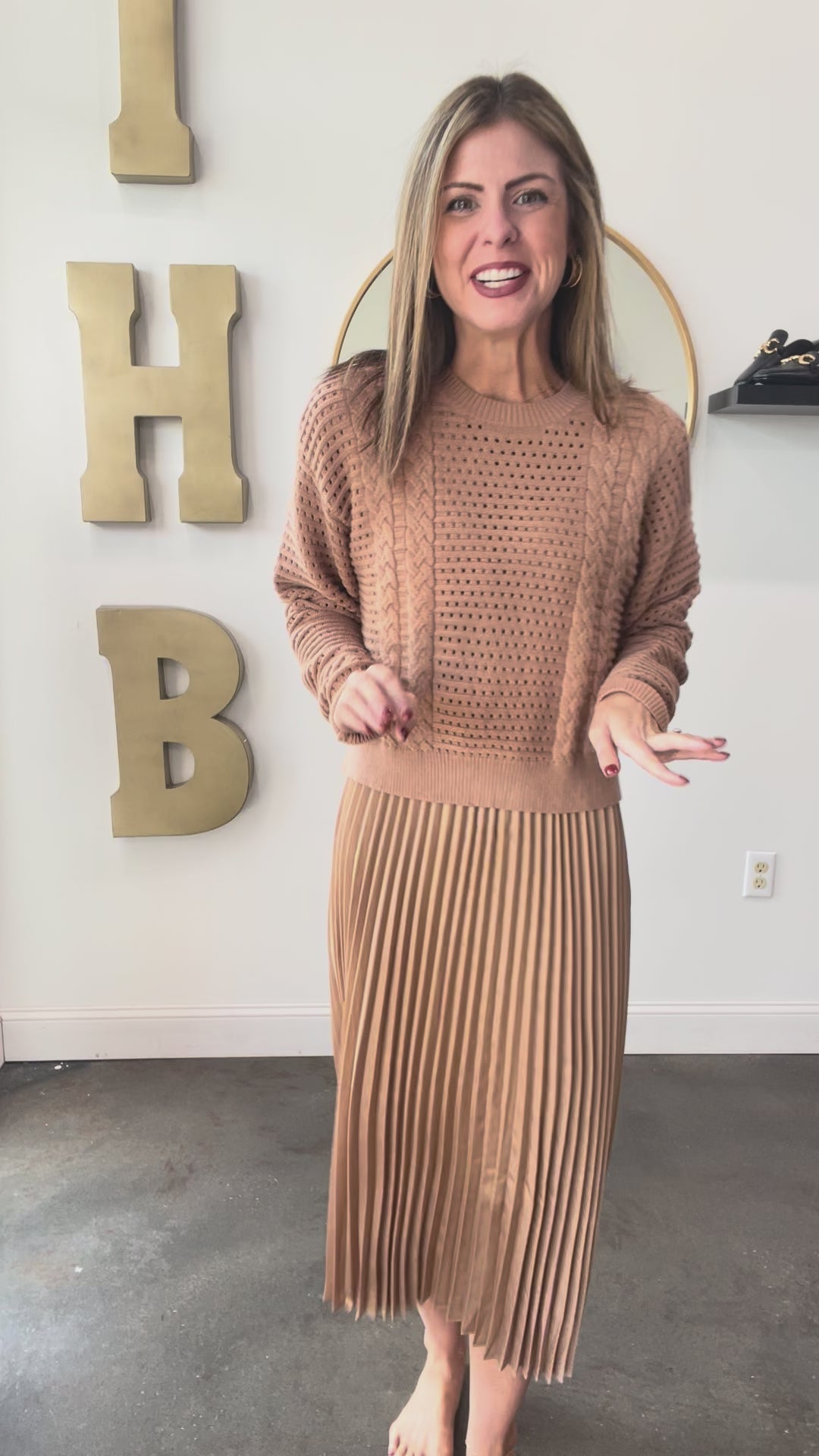 Layered Sweater Dress - Tan
