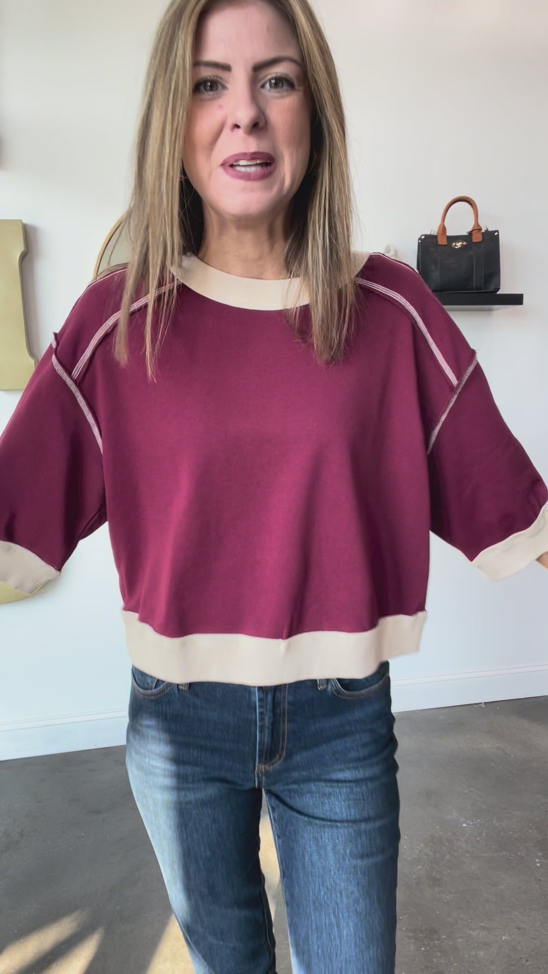 Exposed Seam Top - Burgundy
