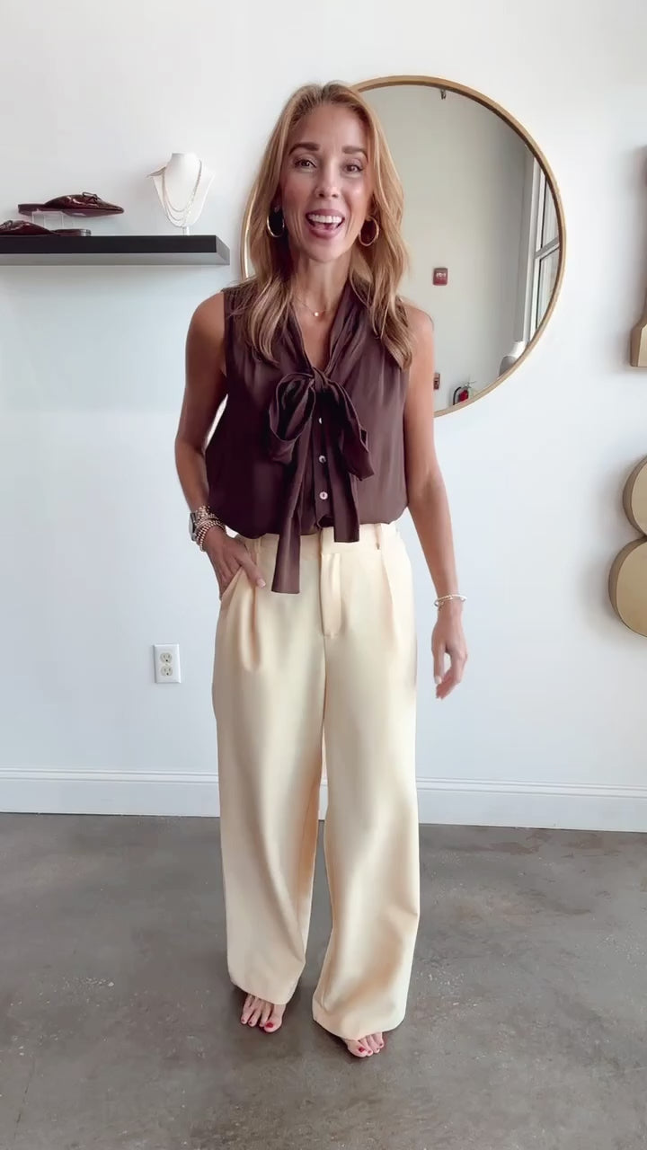 Wide Leg Pants - Yellow