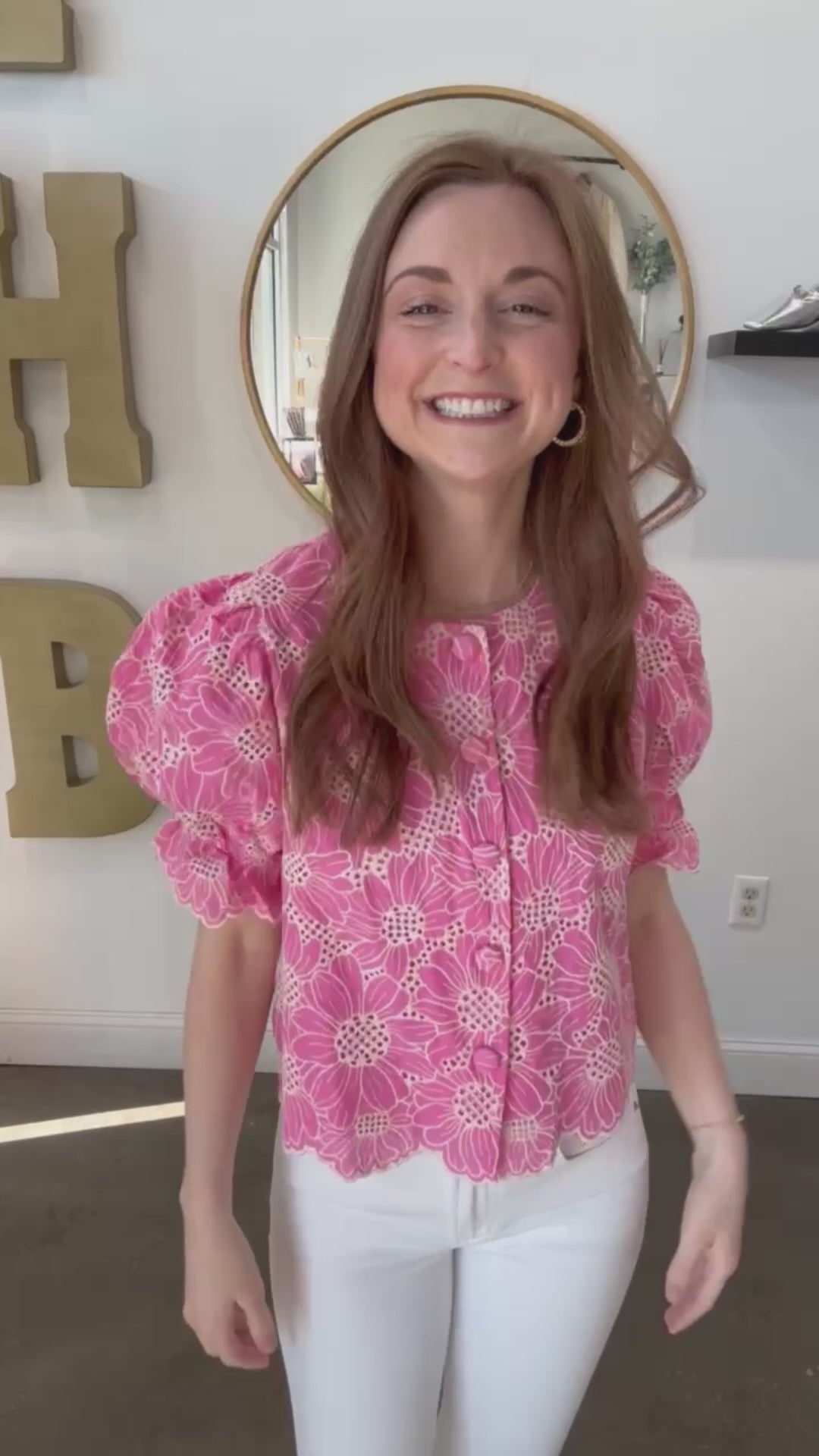 Embroidered Floral Top - Pink