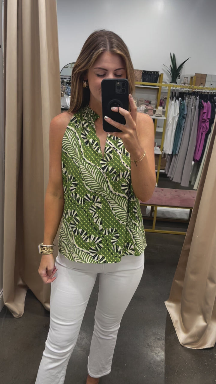 Sleeveless Printed Top - Green