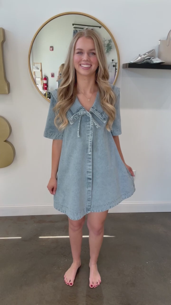 Bow Front Sailor Dress - Denim