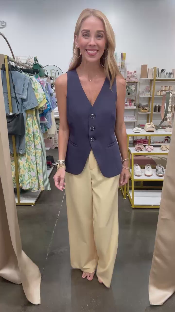 Wide Leg Pants - Yellow