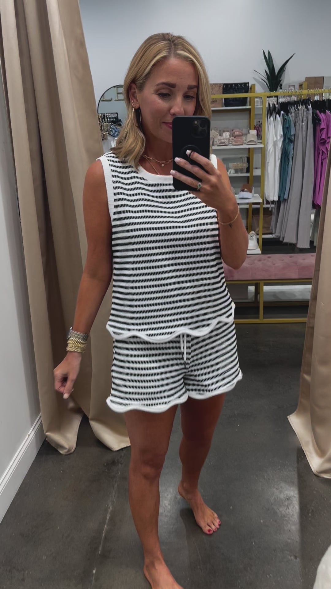 Striped Set Top - White/Black