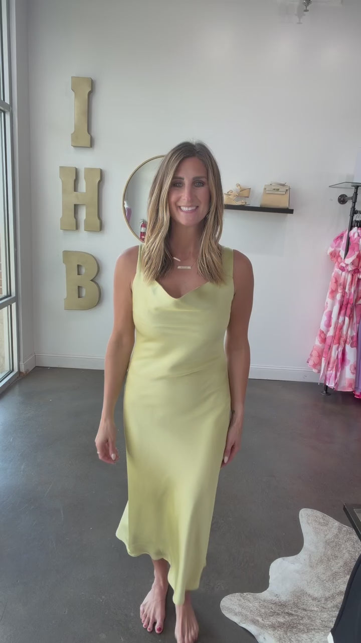 Satin Cowl Neck Midi Dress