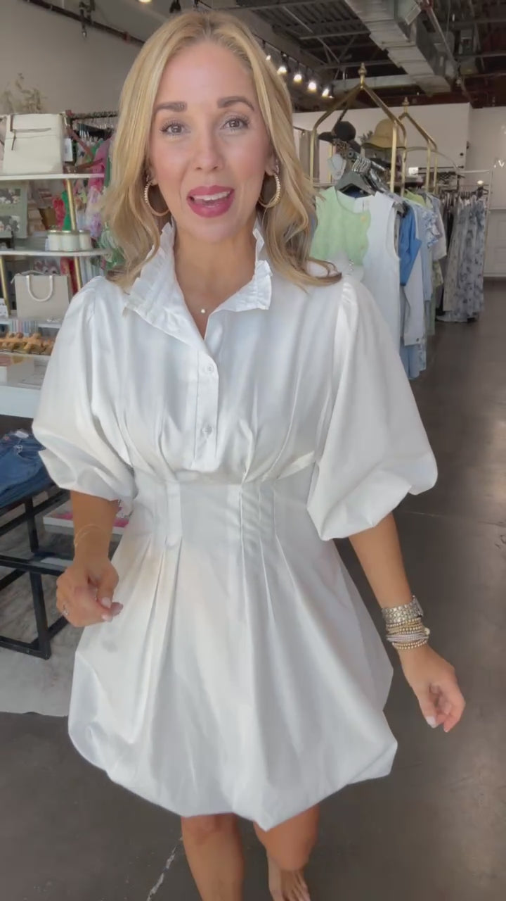 Bubble Hem Dress - Off White