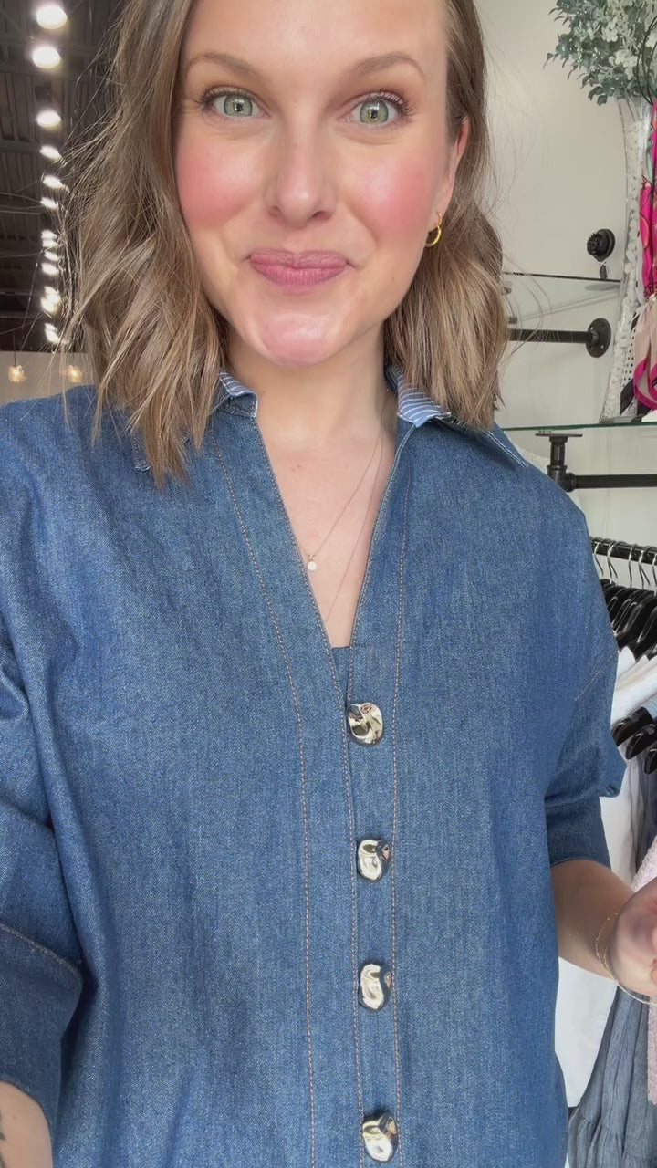Denim Button Front Top