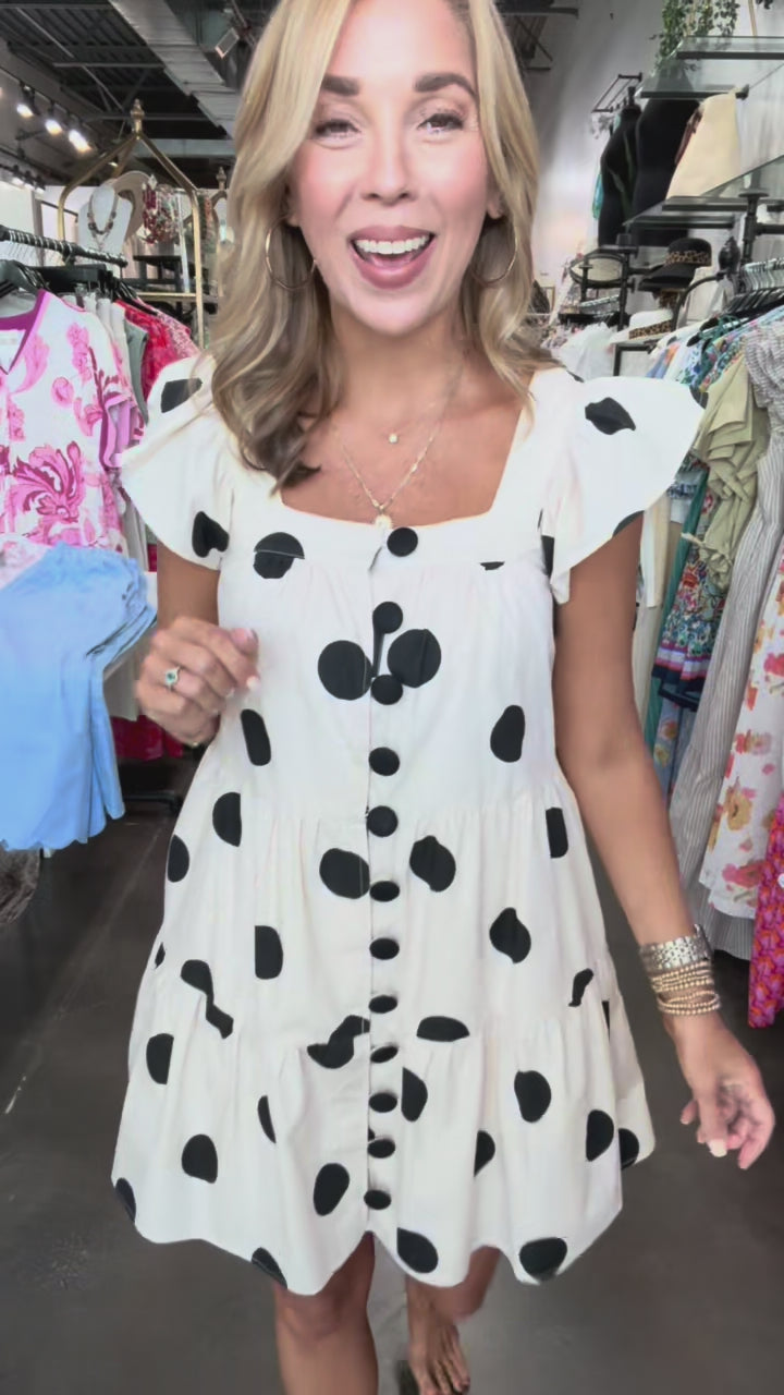 Polka Dot Dress - Beige