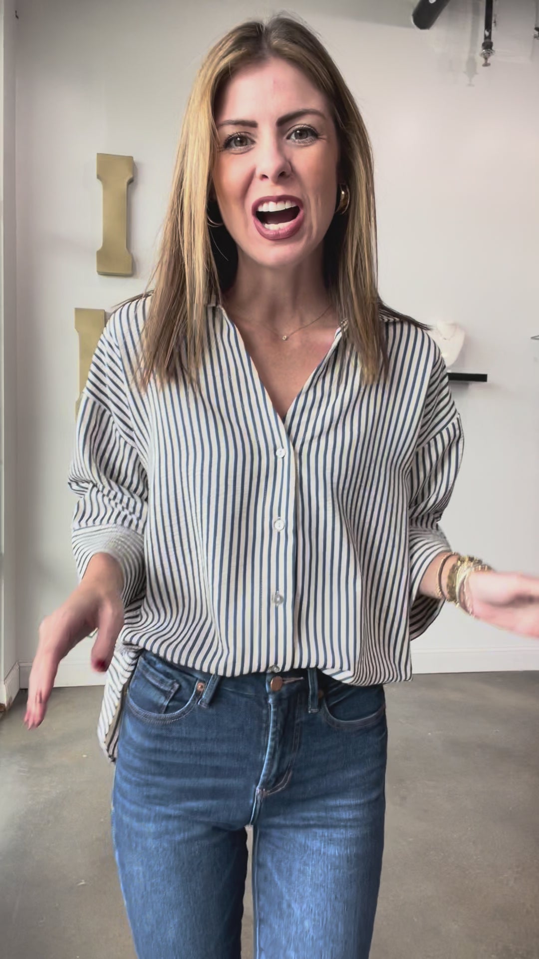 Striped Button Down - Indigo