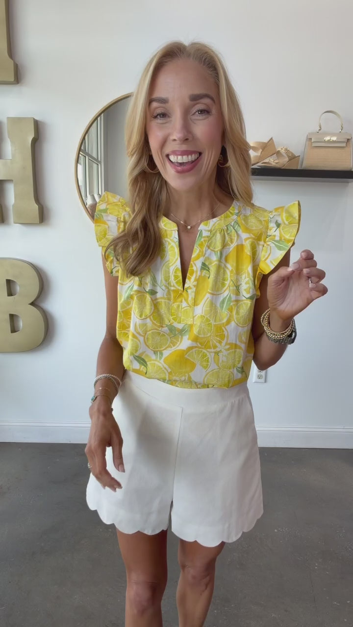 Lemon Print Top