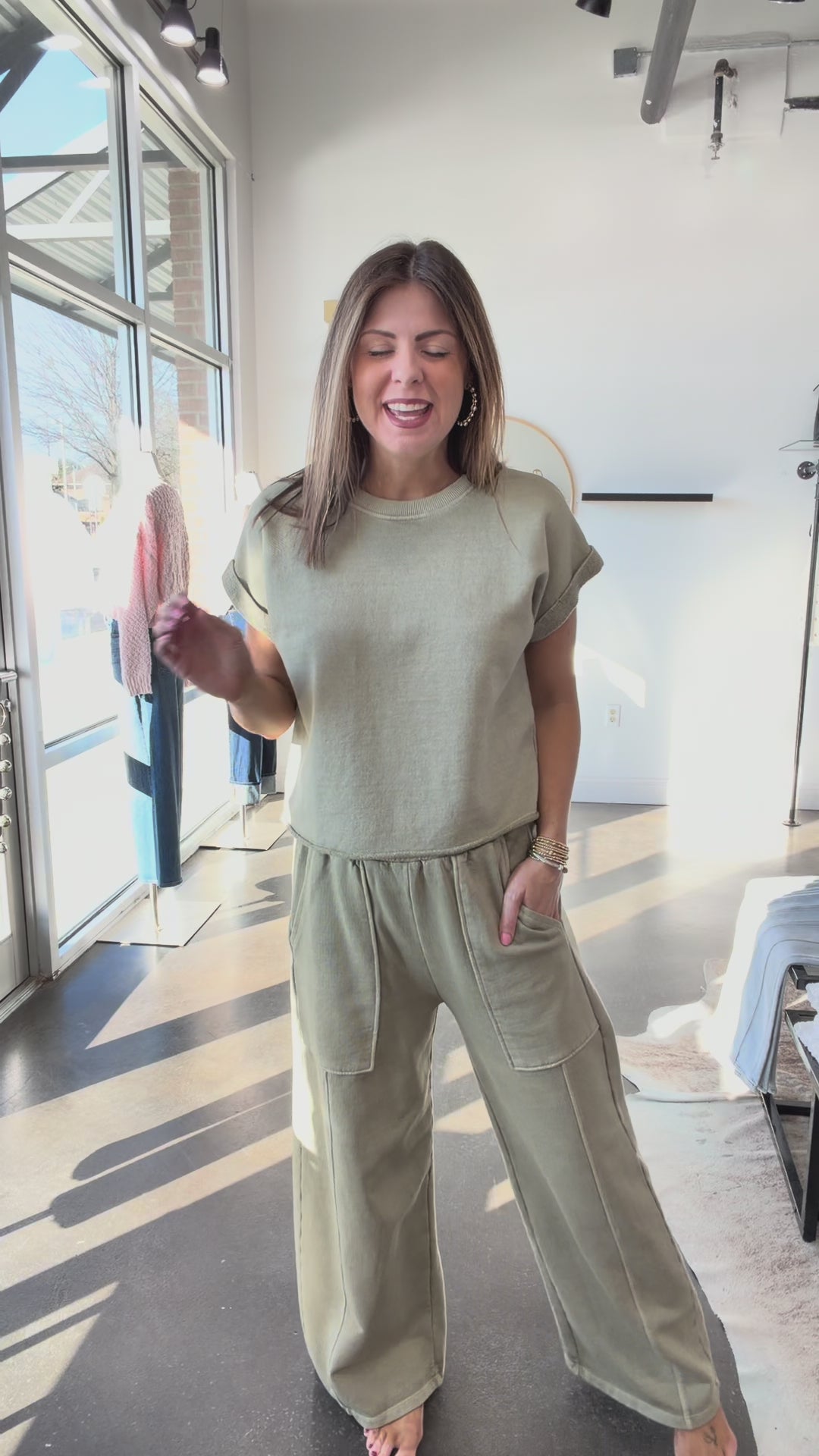 Wide Leg Lounge Pants - Sage