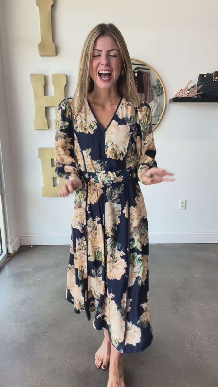 Floral Maxi Dress - Navy