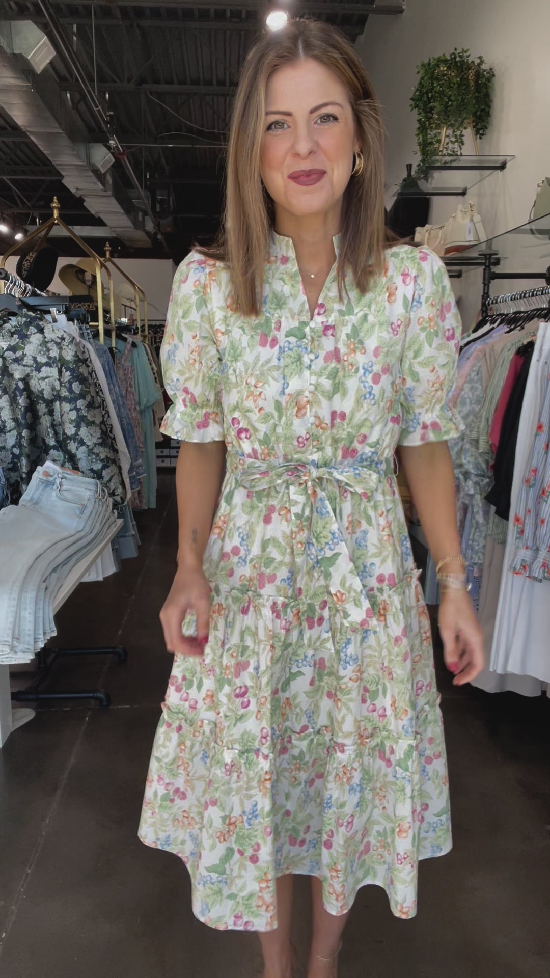 Button Front Floral Dress
