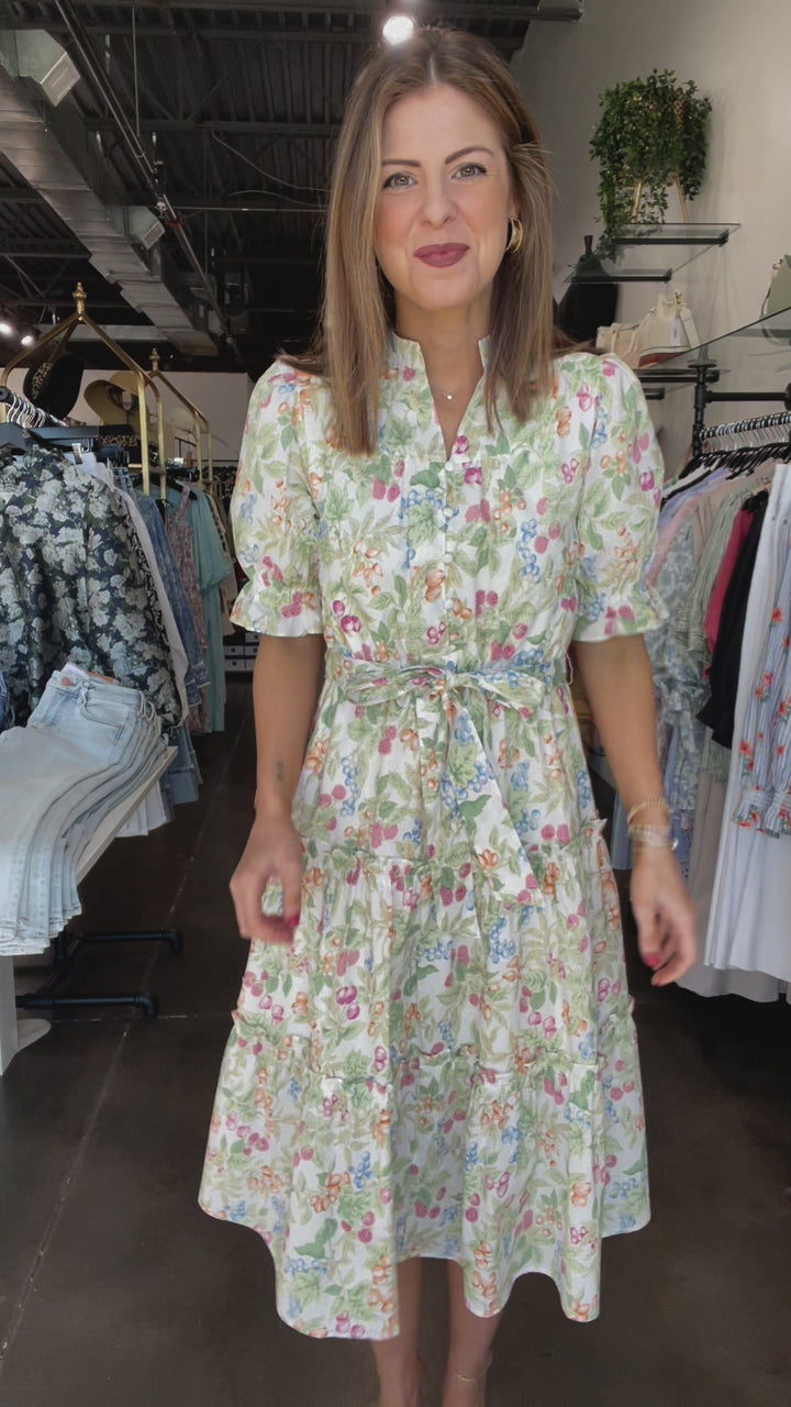 Button Front Floral Dress