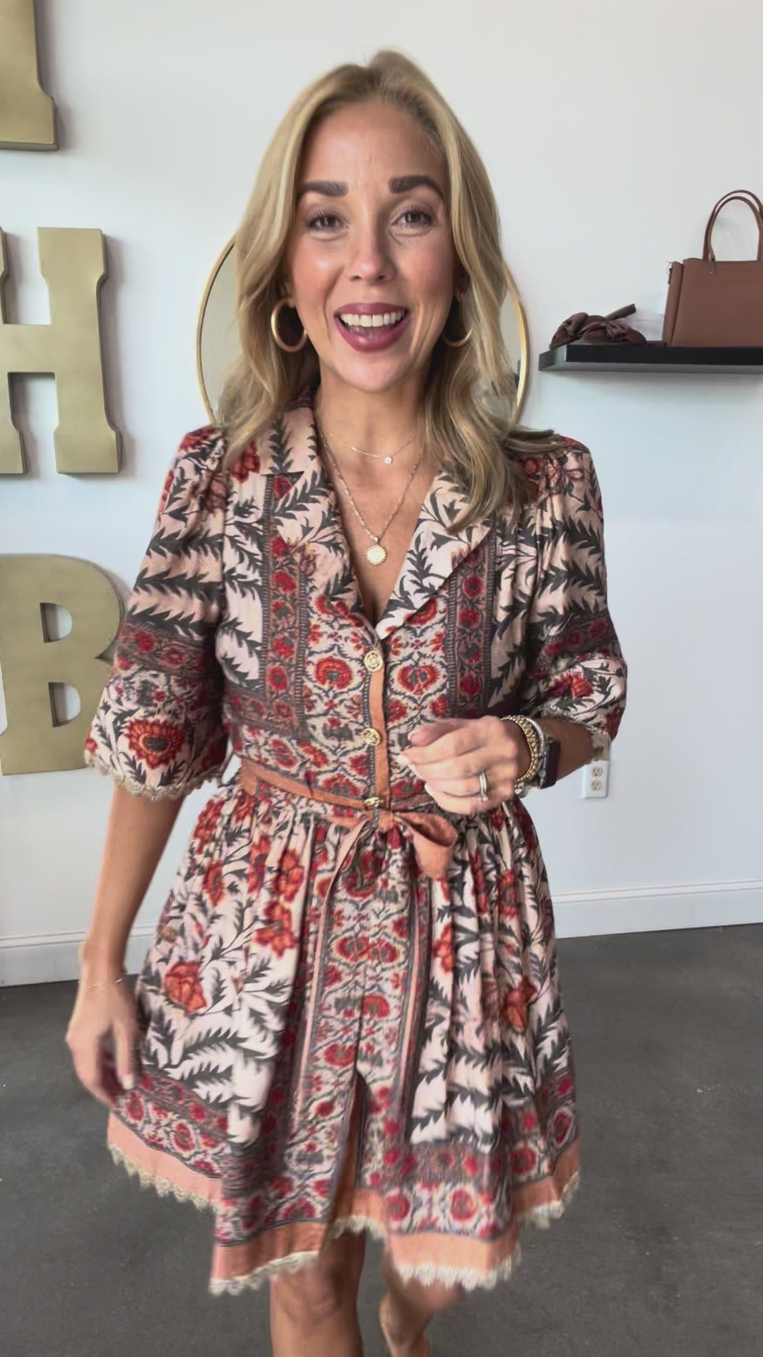 Printed Button Front Dress