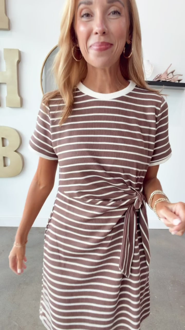 Tie Waist Dress - Brown
