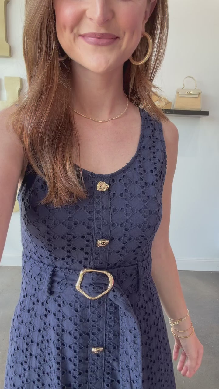 Belted Maxi Dress - Navy