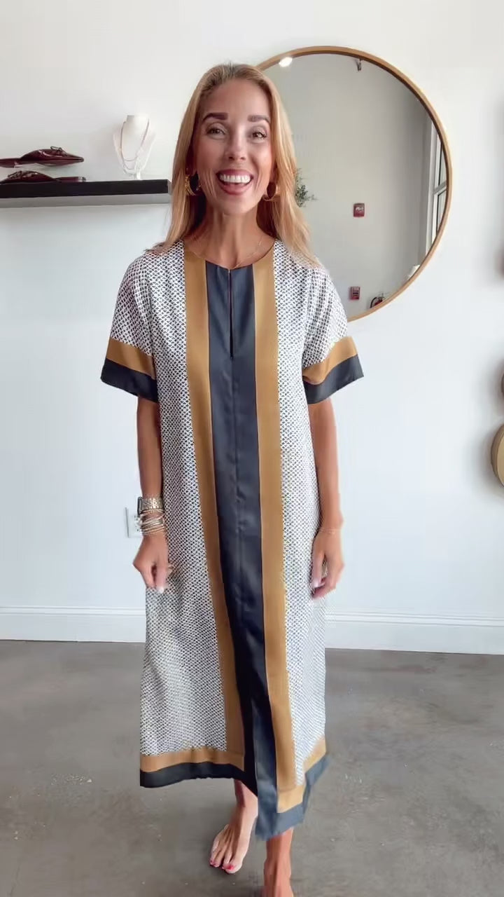 Contrast Trim Pattern Dress