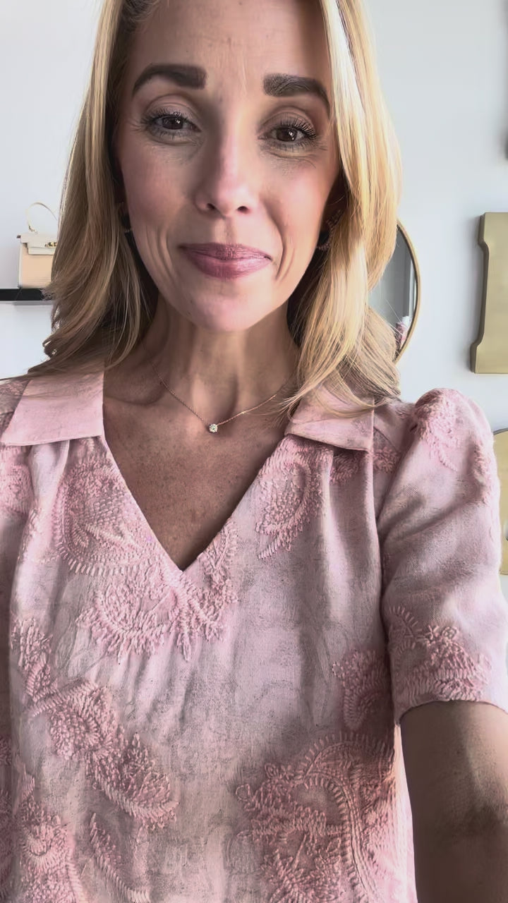 Paisley Embroidered Top - Pink