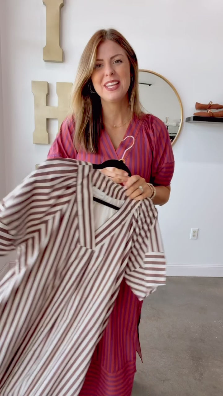 Striped Midi Dress - Plum