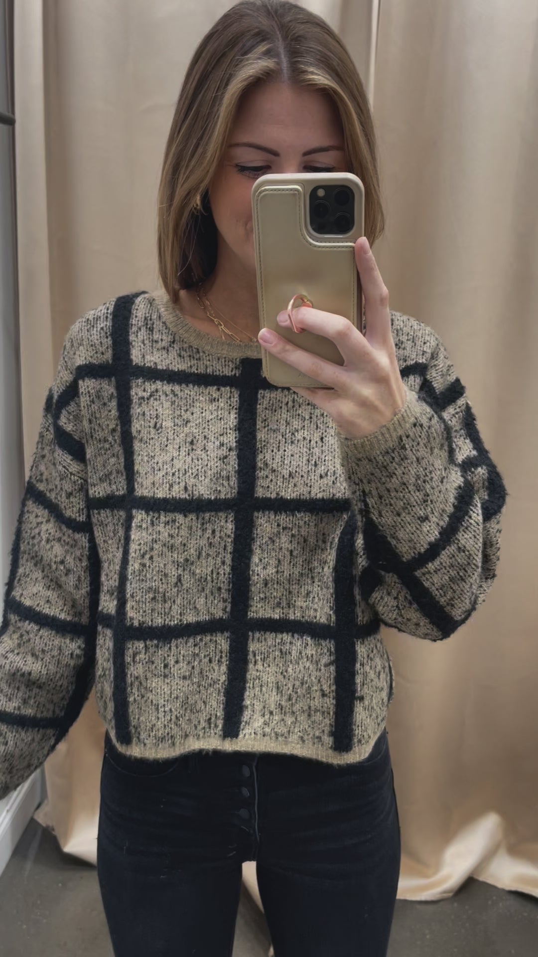 Grid Sweater - Twig