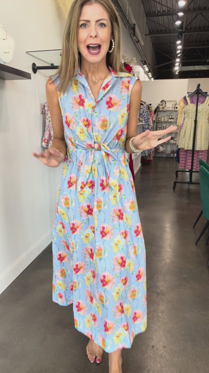 Tie Front Floral Maxi Dress