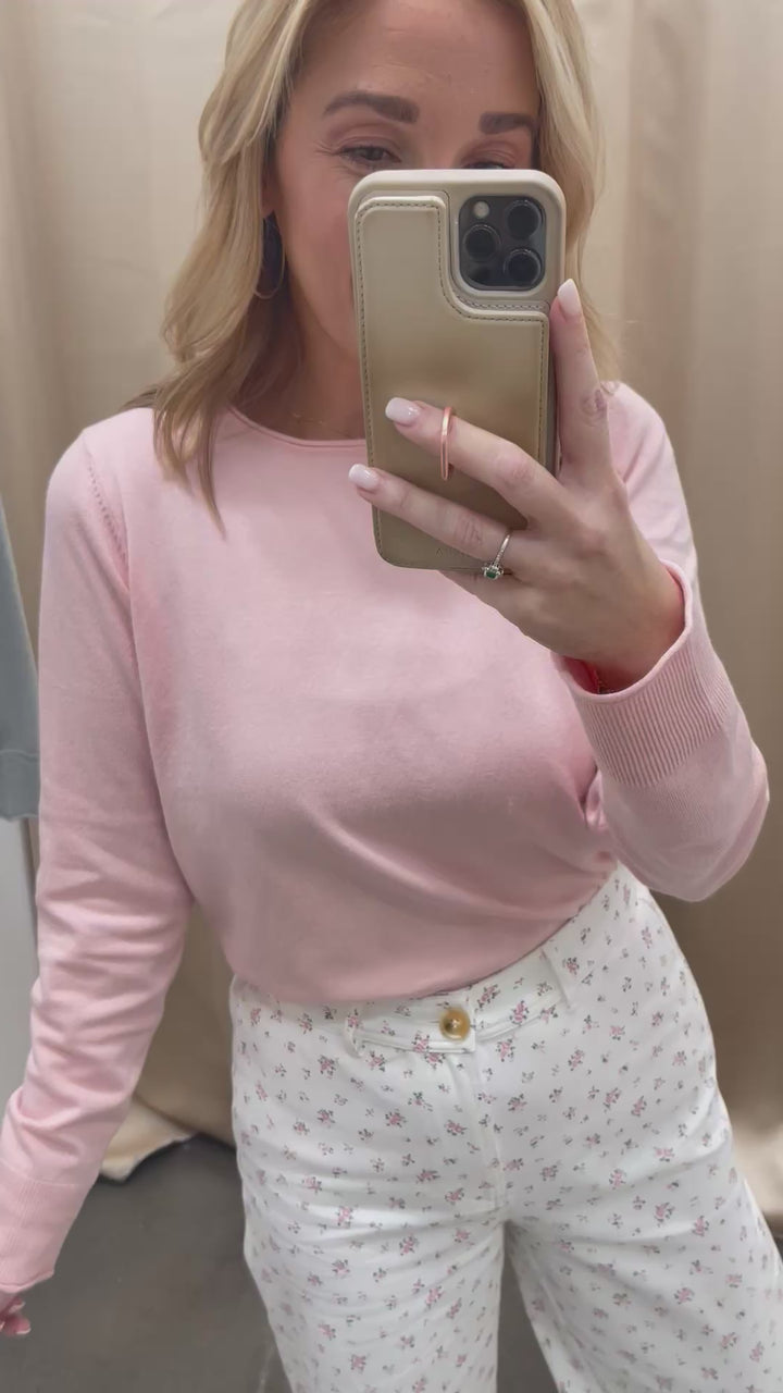 Lightweight Boat Neck Sweater - Pink