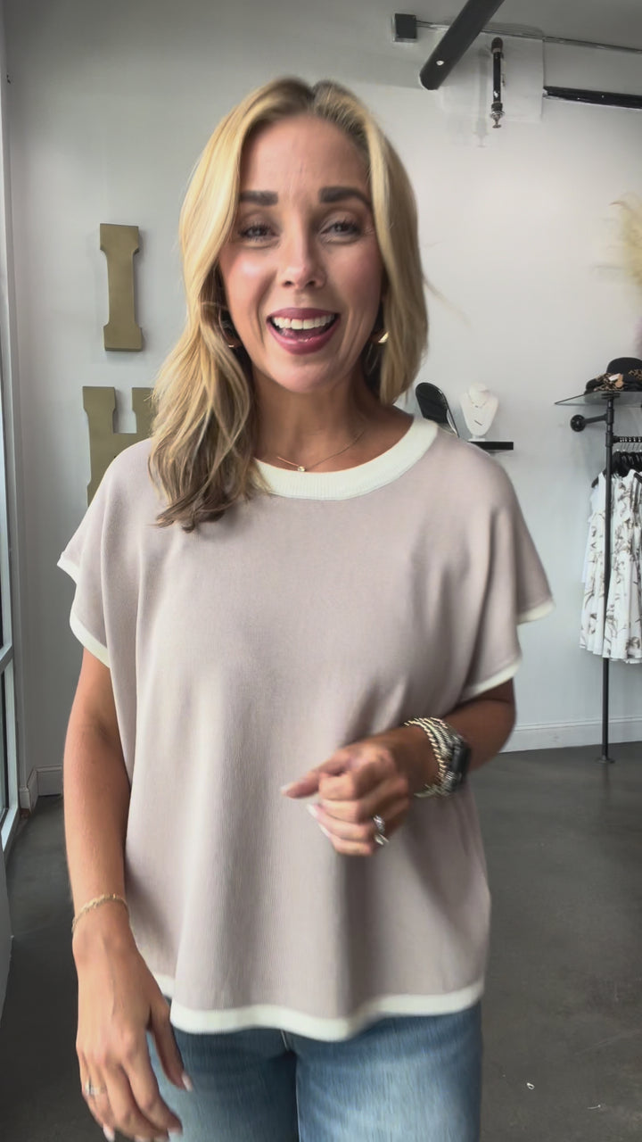 Relaxed Knit Top - Taupe