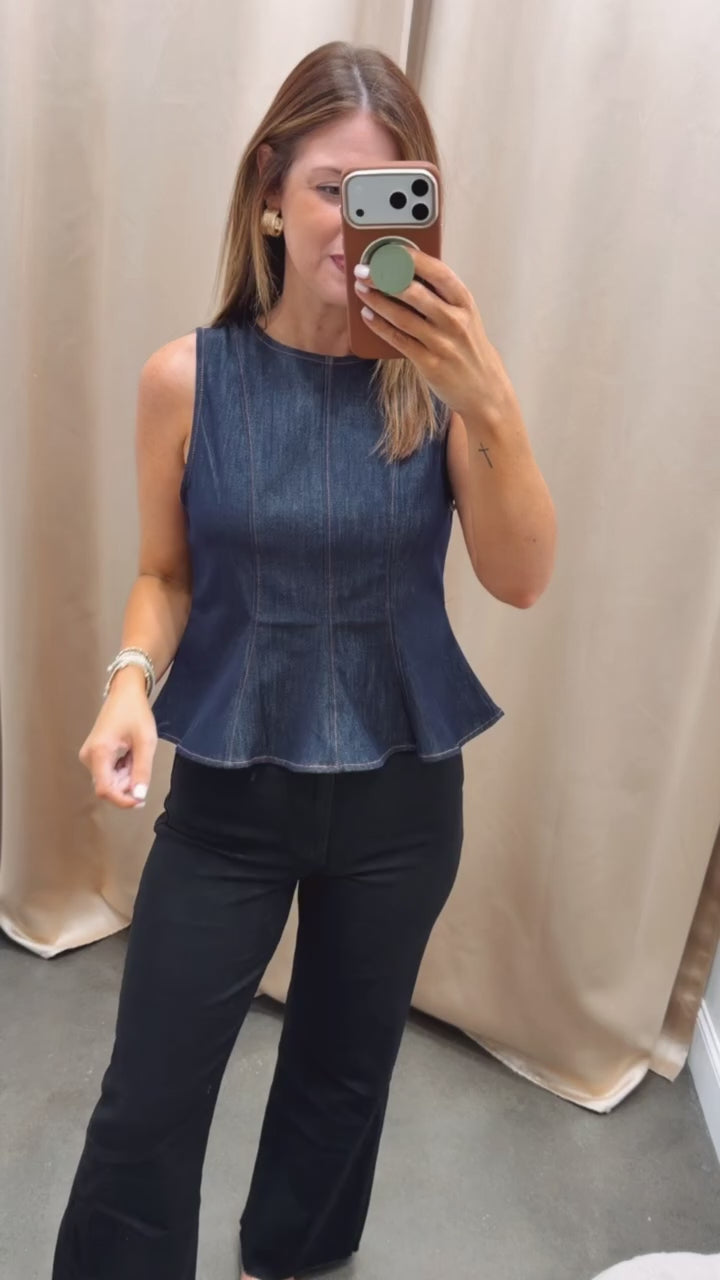 Denim Peplum Top