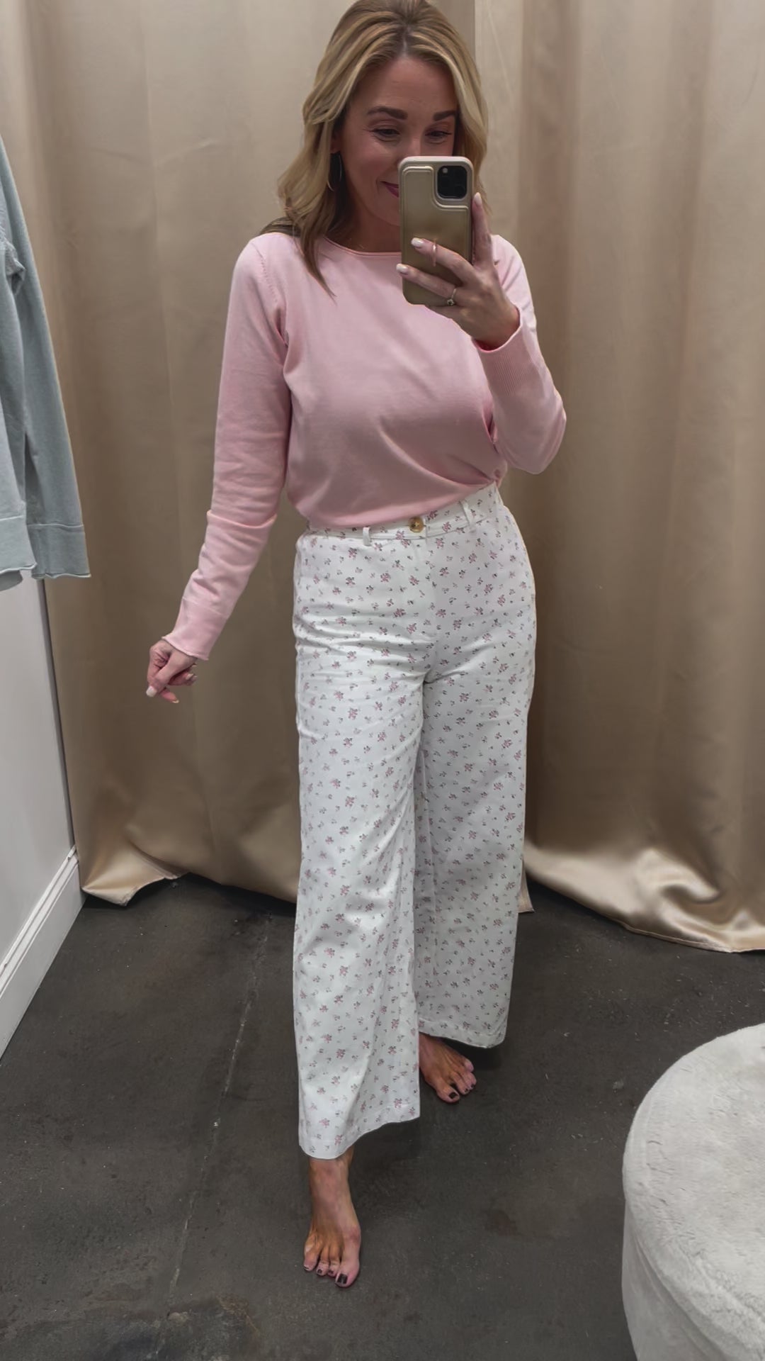 Floral Jeans - Cream