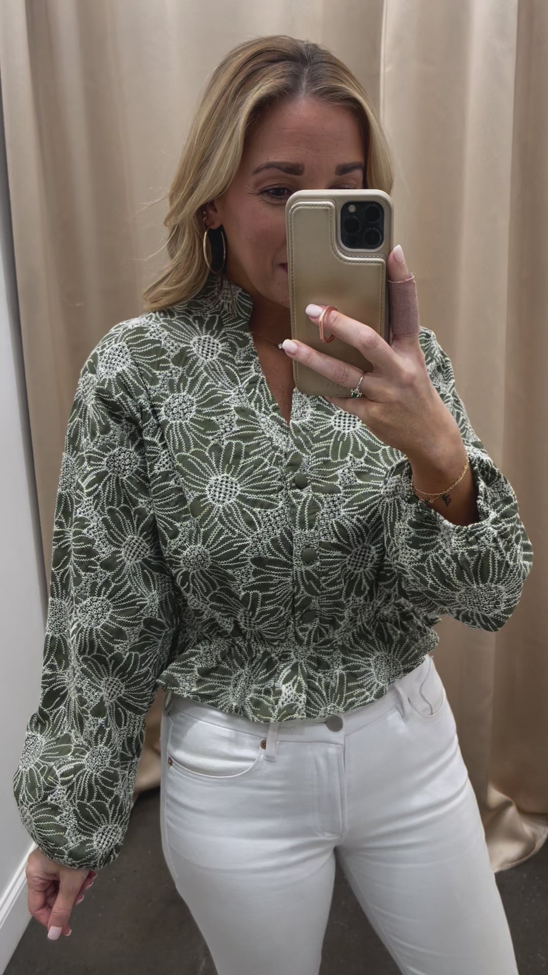 Embroidered Floral Top - Olive