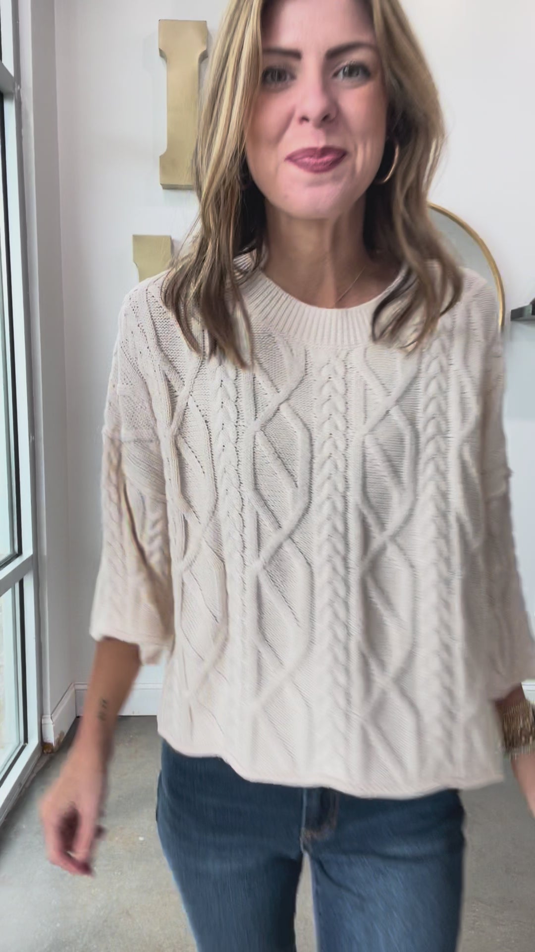 Cable Knit Sweater - Ecru