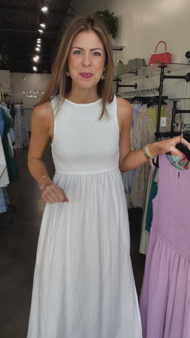 Smocked Bodice Dress - Lavender