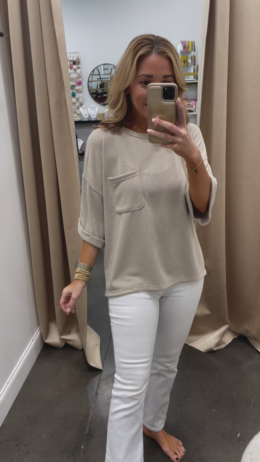 Sweater Knit Top - Taupe