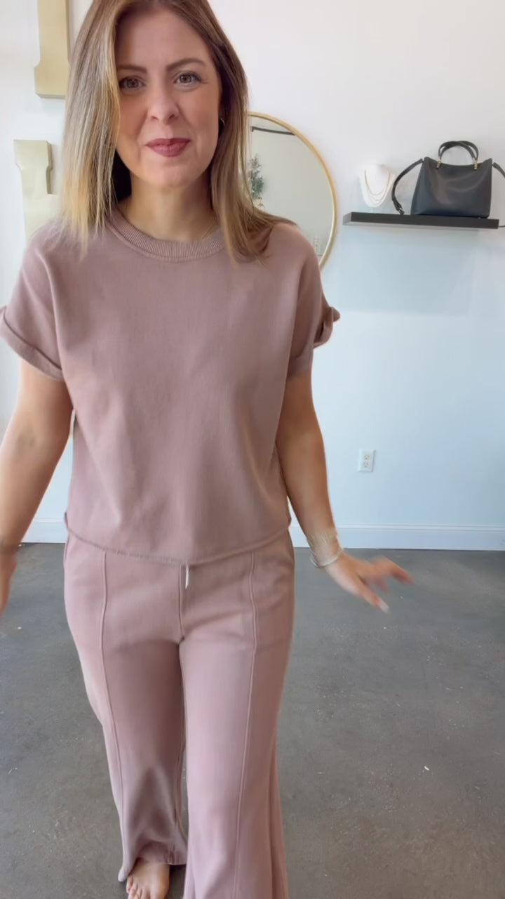 Wide Leg Lounge Pants - Pink