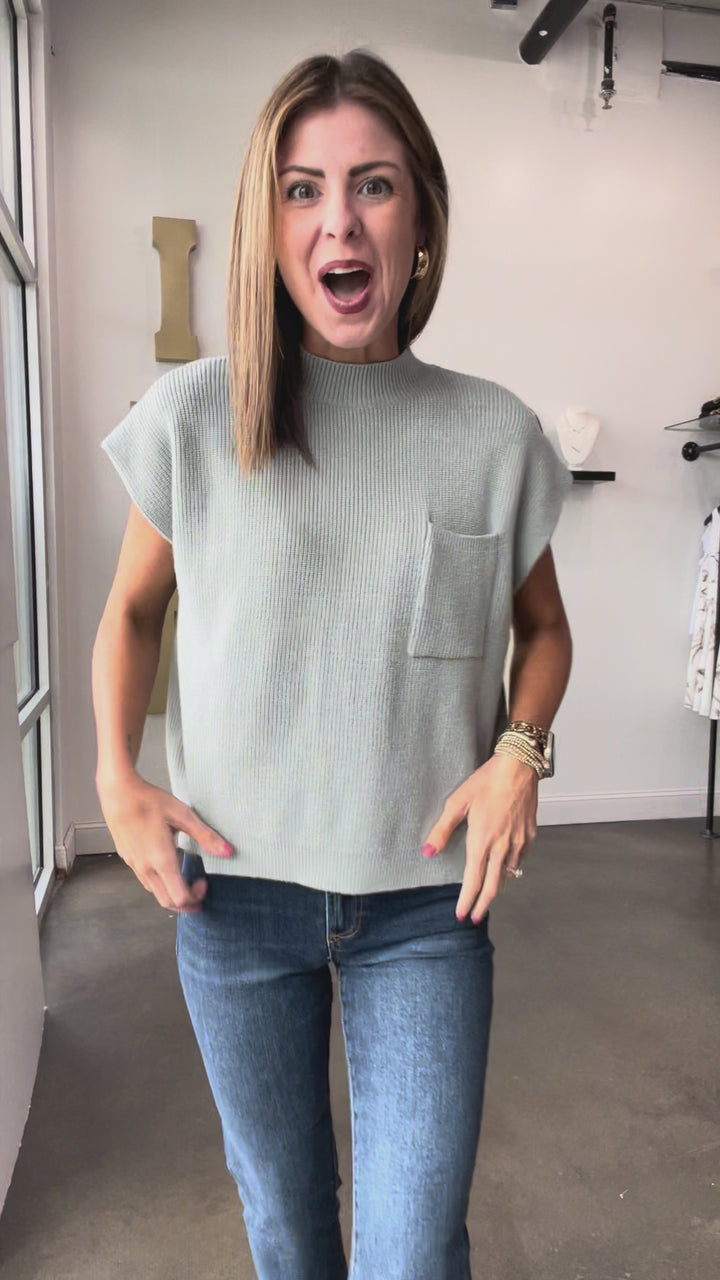 Mock Neck Short Sleeve Sweater
