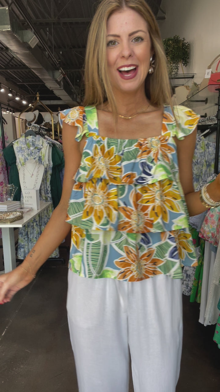 Floral Print Ruffle Top